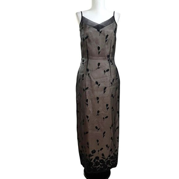 Vintage Ever Beauty Floral Flocked Sheer Dress 4 Whimsigoth Fairy Grunge Goth - Picture 3 of 15